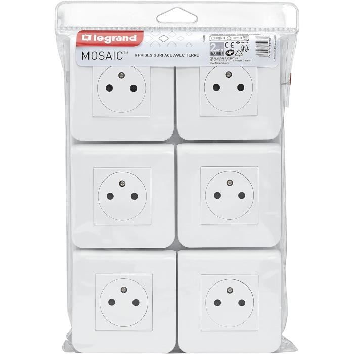 Prise Murale Française - Terre Type E - Encastrée - Blanche