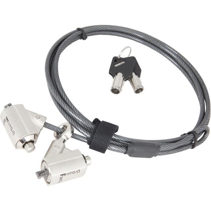 URBAN FACTORY Cable de protection antivol - 2m - Noir