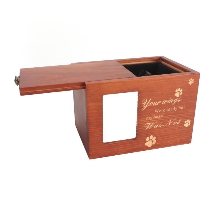 Comparer les prix de VGEBY Urne en bois pour animal de compagnie avec cadre photo – Caisse à cendres en bois pour animaux, gravée de pattes et texte