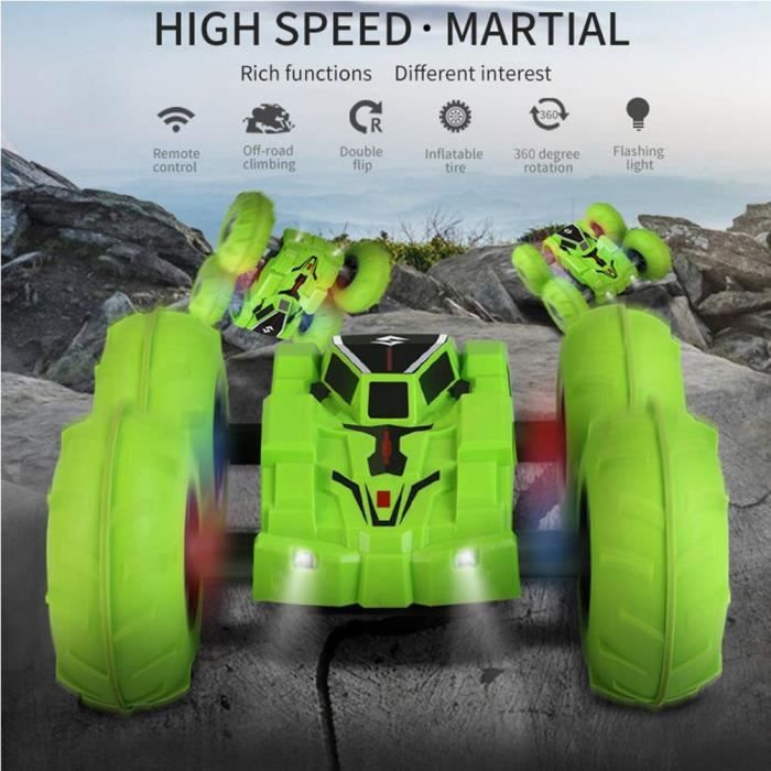 Moto RC Stunt 3T6B - 2.4Ghz 360° Flips - Vitesse 10km/h - Batterie 500mAh - Enfant 3-12 Ans