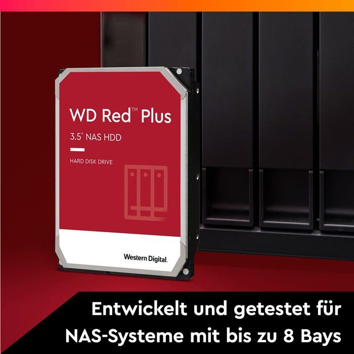 Disque dur - WESTERN DIGITAL - WD RED PLUS DESKTOP 8TB - 600 Mo/s - 5400 Tours/min - Serial ATA-600