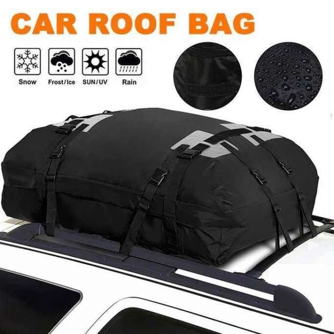 Sac De Toit 425L Auperto - Étanche Et Pliable - Pour Voiture Avec/sans Barres - Grille 500D - 95x95x45cm