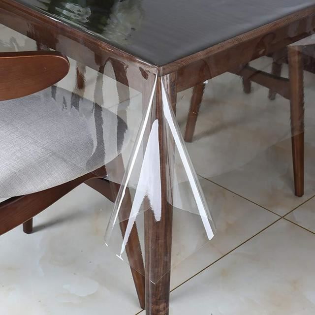 Nappe Ronde Transparente Vinyle 80x80cm Antidérapante Imperméable - Protecteur Table