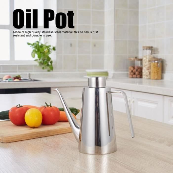 Pot à Huile En Inox Avec Filtre Amovible 1.4L - Bec Verseur, Base Antidérapante - Pour Réutiliser L'huile