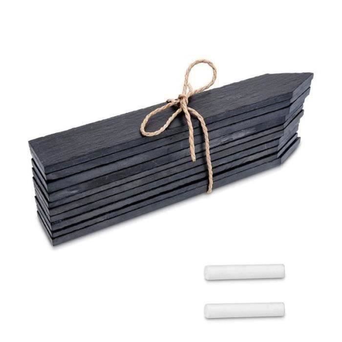 GardenMate 8 Étiquettes Marque-Plantes En Ardoise 15cm X 2cm - Résistantes Intempéries