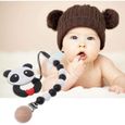 Cuigu Panda Anneau de Dentition pour Bébé Avec Attache-chaîne Dents en Silicone Sans BPA Jouet à Mâcher de Dentition pour Cade A410-1