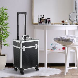 Valise Maquillage Professionnelle Avec Roulettes - 2 Tiroirs, 57x36x23cm - Pour Coiffeurs Et Esthéticiennes
