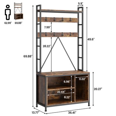 Porte-Manteau Autoportant Avec Rangement Chaussures - Métal Robuste Et Étagères Inférieures Pour Entrée Organisée
