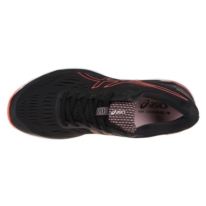 ASICS Baskets Gel Cumulus 20 Femme Noir Noir fluo et blanc