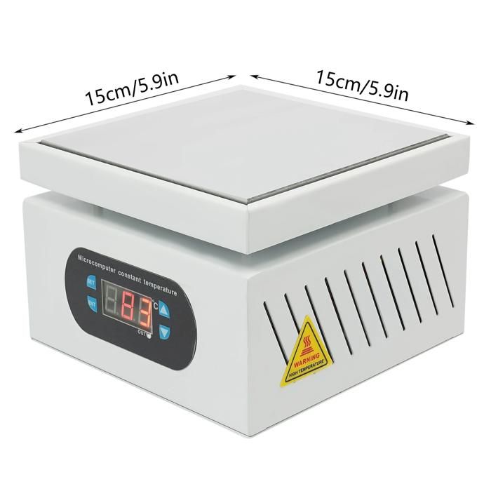 Walfront Station De Préchauffage 200x200mm 800W – Plaque Chauffante LED 50-350°C Pour Soudage Et Réparation (EU 220V)