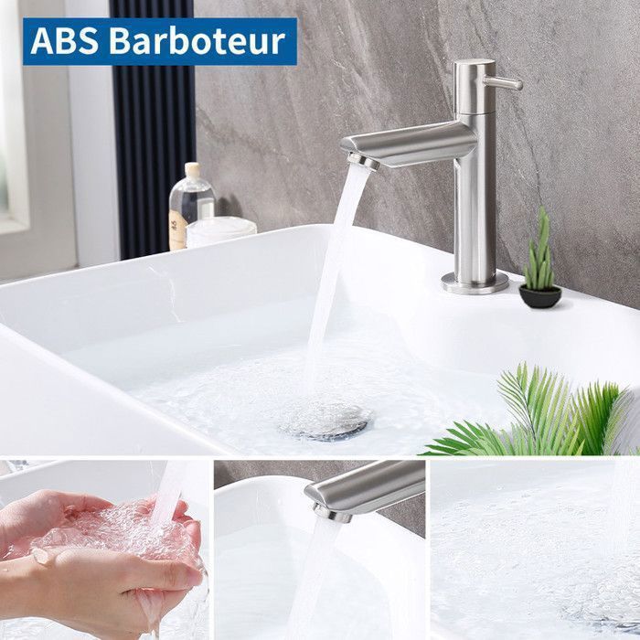 Robinet Lavabo Eau Froide Minnhua - Acier Inoxydable 304 - Tuyau 60cm - Installation Facile