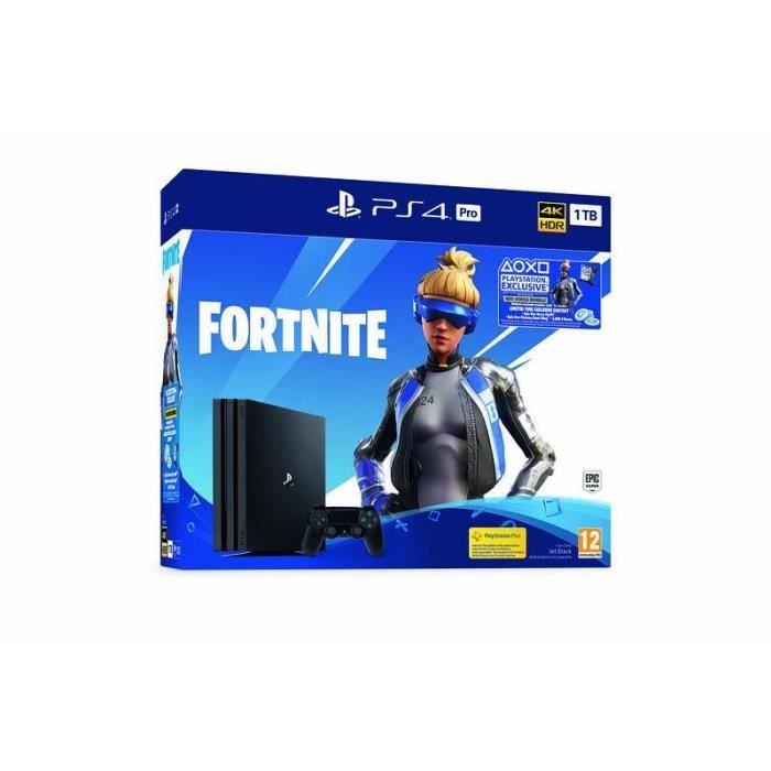 Console PS4 PRO 1To Black Fortnite 2000 V Bucks Jeu Playstation