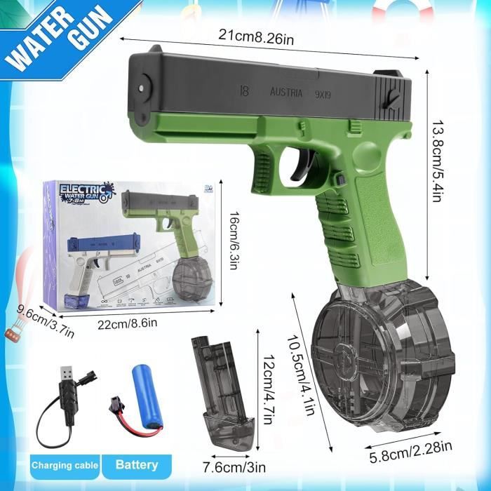BNGXR Pistolet à Eau électrique, 434CC + 58CC Jouet de tir à Eau en Plastique Portée de 8-10