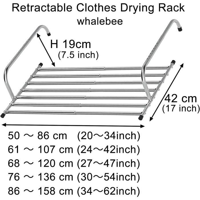 Séchoir à Linge Mural Rétractable Todeco - Avec étagère Filet Et 8 Crochets