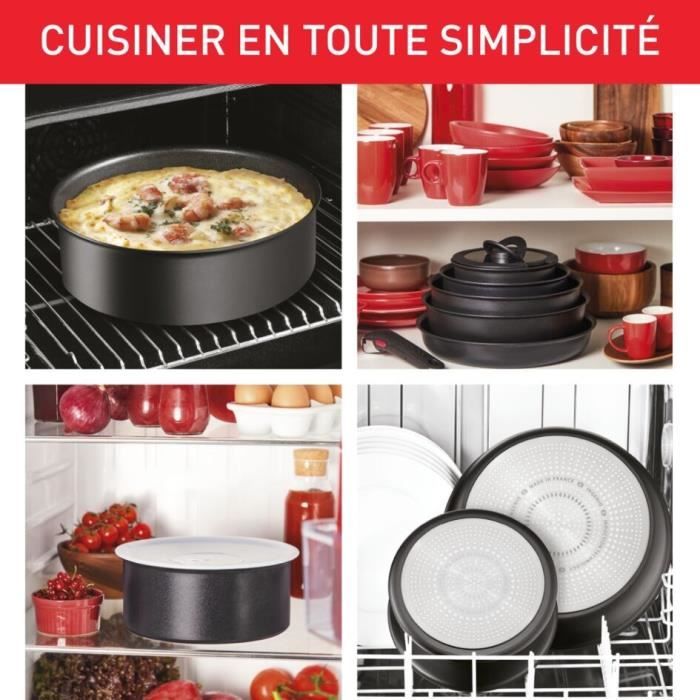 Casserole Ingenio Tefal 20cm/3L - Poignée Amovible - Antiadhésif Titanium - Empilable - Fabriqué En France