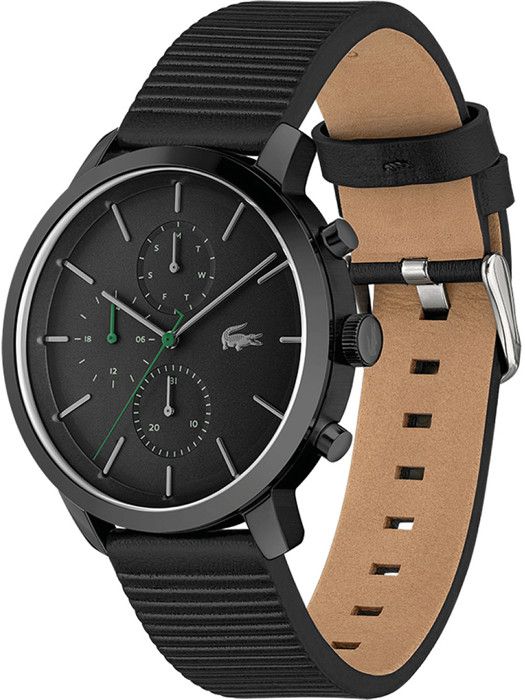 Montre Homme LACOSTE en Cuir Noir 240163 Noir Achat vente montre Homme Noir Cuir Neuf Cdiscount