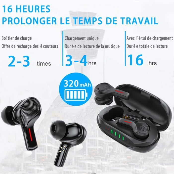 AUKEY - Écouteurs sans fil - Recharge sans fil - Bluetooth 5.0 - Design  ergonomique 