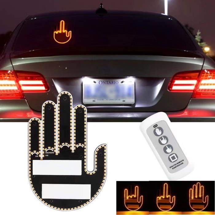 The Finger Lumière de doigt d'honneur pour fenêtre de voiture,lumière du  majeur pour voiture,lumière de main clignote accessoires - Cdiscount Auto