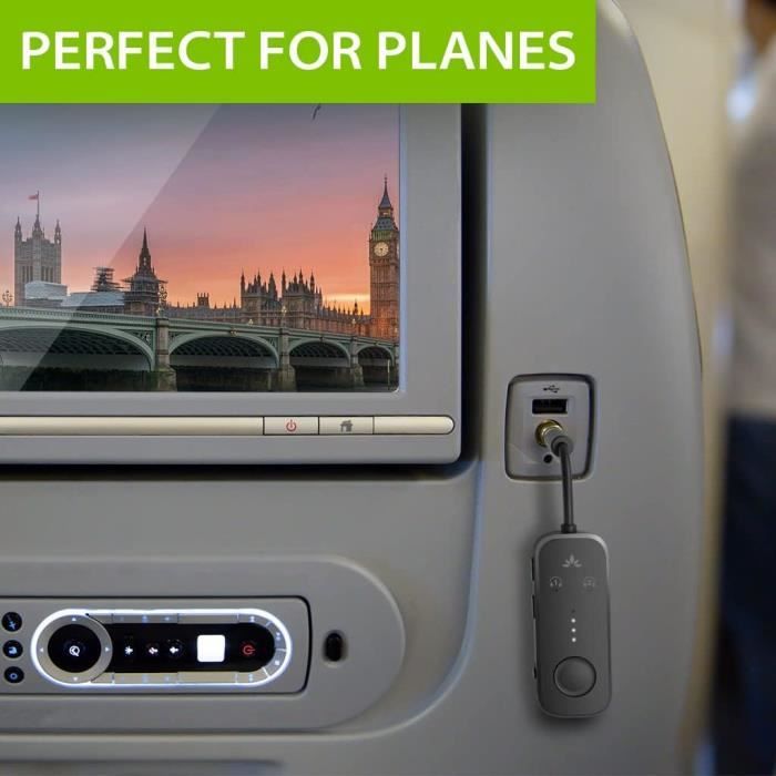 Lavales SafeFly Pro - Transmetteur Récepteur Bluetooth 5.3 Pour Avion, TV, Gym Avec Écran OLED