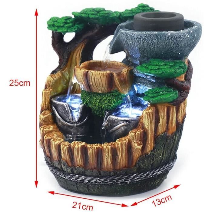 Fontaine D'intérieur Avec LED - Cascade En Rocaille Feng Shui Pour Salon, Bureau, Décoration Zen