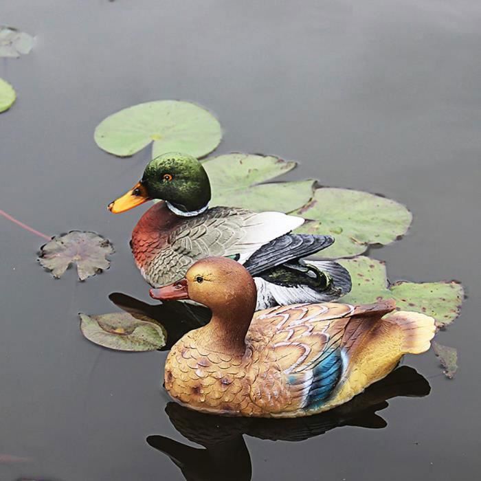 Grande Statue Canard Blanc – Polyrésine – Bec Ouvert – Hauteur 48 Cm – NEUF