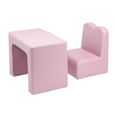 Canapé enfant convertible- Fauteuil deux en un pour enfant chic-Table et Chaise multifonctionnelles- rose pâle 49*38*44cm-2