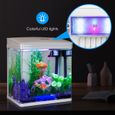 Nobleza - Aquarium en verre 14L avec lumières LED. Système de filtration écologique et pompe à eau intégrée. Couleur : blanc.-2