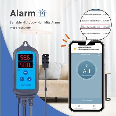 Régulateur Température Humidité 230V Numérique - Thermostat Hygrostat Avec Sonde - Pour Serre Aquarium Champignons Prise Intelligente Minuterie Alarme