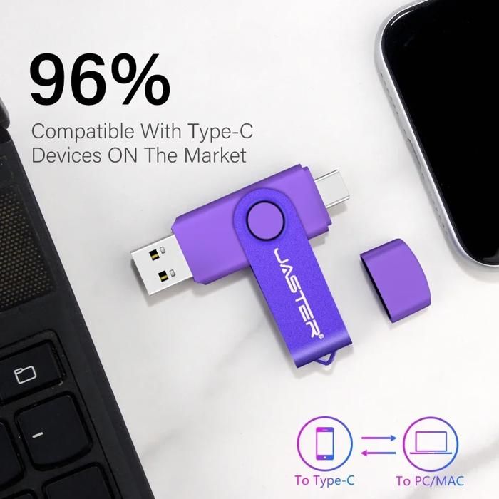 Clé USB 64 Go Double Connecteur USB-A Et USB-C - Pour Smartphone, Tablette, Ordinateur - Compatible OTG, Format Polyvalent - Stockage Portable Fiable