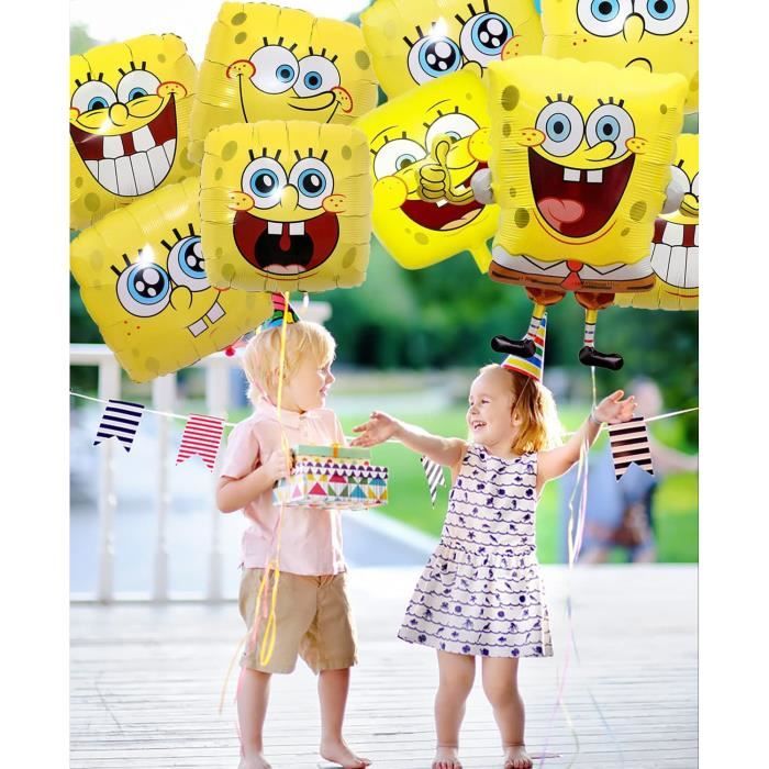 Kit Fête Spongebob 75 Pièces - Assiettes, Ballons, Nappe, Banner - Pour Anniversaire Enfant