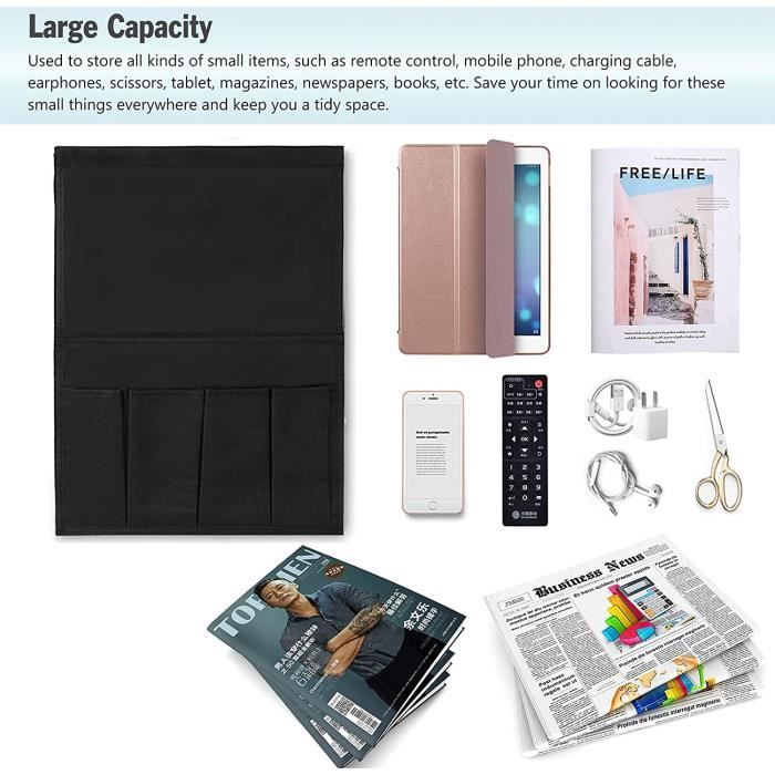 Organiseur D'accoudoir De Canapé Avec 6 Poches – En Feutre Antidérapant, Rangement Télécommande, Livres, Portable