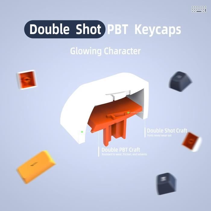 Keycaps PBT Doubleshot 142 Touches Profil Cherry – Compatibles Claviers Mécaniques, Vert Jungle