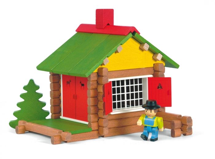 Jeujura - Mon Chalet En Bois: Gioco Di Costruzione Da 240 Pezzi In Legno, Con Personaggi, Valigetta, Made In France - 4