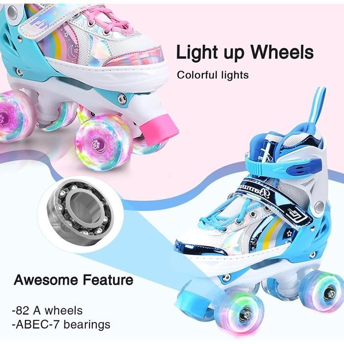 Roller Enfant Fille AZWIX Roller Quad avec Roues Lumineuses