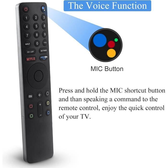 Télécommande Bluetooth Avec Assistant Vocal Pour Xiaomi Mi TV Stick 4K Et Mi Box S - Modèle XMRM-006, Noire