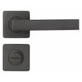 Poignées de porte et rosettes en acier inoxydable avec verrou rotatif - Noir-3