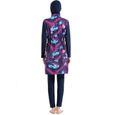 Modeste musulmans Swimsuit Full Couverture Bathing Suit Maillot de bain Beachwear Burkini Swimwear UV Sun Protection Bleu-3
