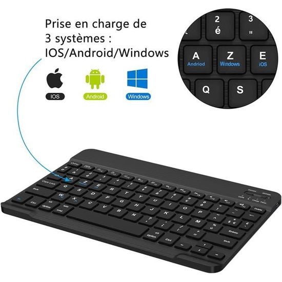 Mini Clavier Sans Fil azerty,Clavier Bluetooth Français AZERTY Accentué  Ultra Mince Pour Tablette IOS-iPad-iPhone-Android-PC-LAPTOP - Cdiscount  Informatique