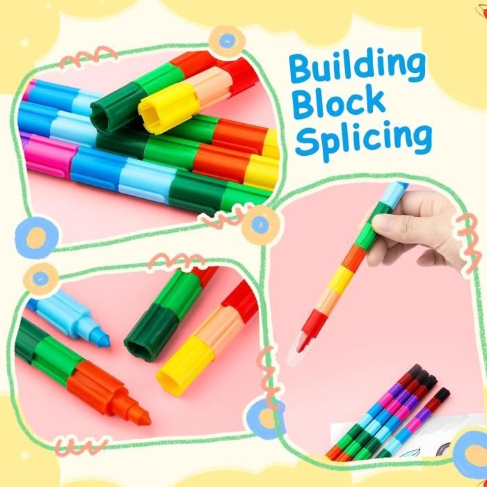 12 Pièces Empilable De Couleur crayon de couleurs enfant 12 couleurs  crayons de couleur enfant Le meilleur choix pour les cadeaux