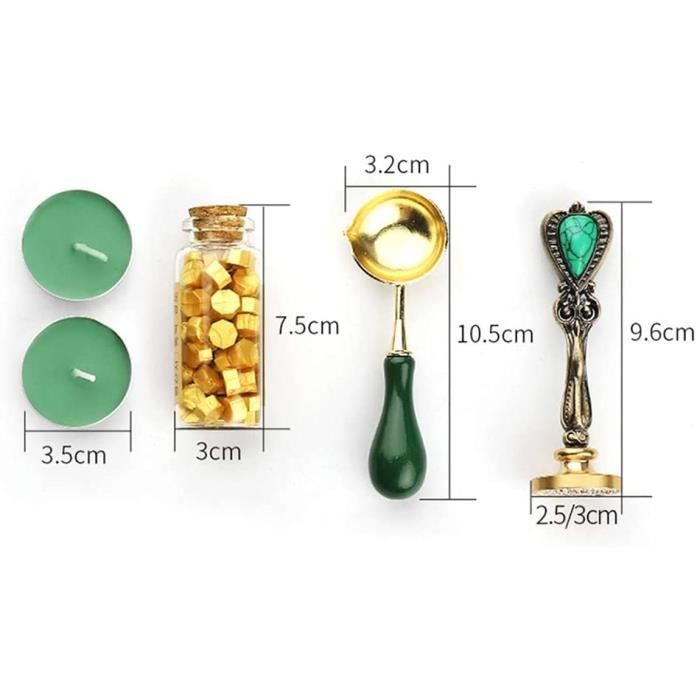 Perles De Cire 400 Perles Cire à Cacheter Vertes - Kit Scellage Enveloppes - Cuillère Et Bougies Artisanat Cire Verte