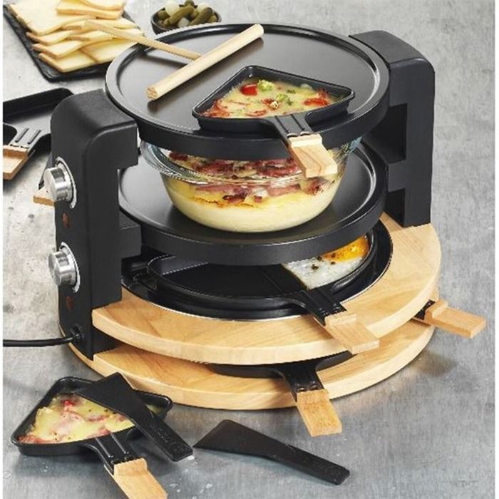 Bacon A Raclette Rond Raclette - KITCHEN CHEF - Rond 8 Personnes - 1500W - Finition Bois ...