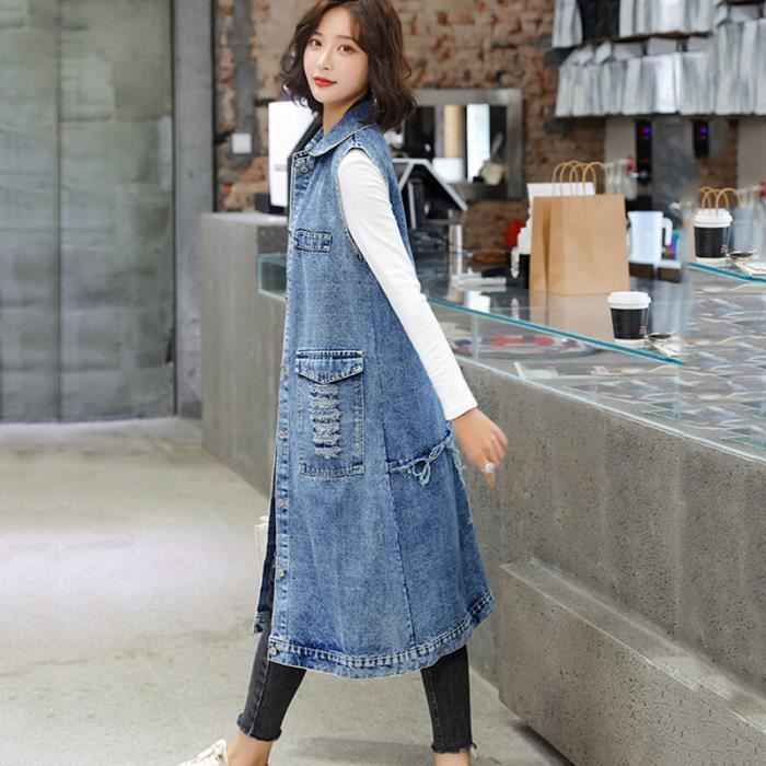 Veste en sales jean pailleté femme