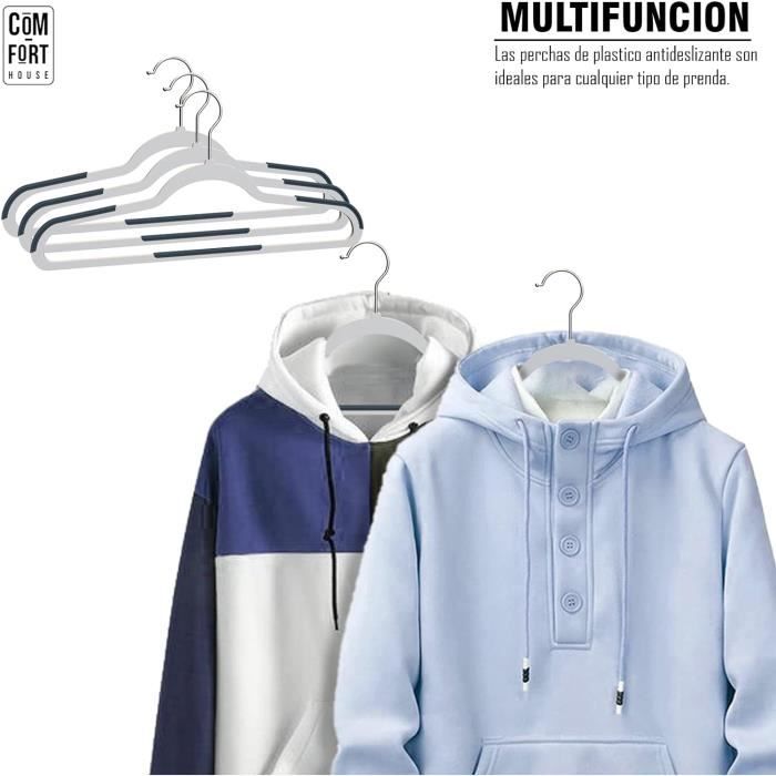 RSR Hangers - Lot De 20 Cintres Plastique Noir - 47 Cm - Crochet