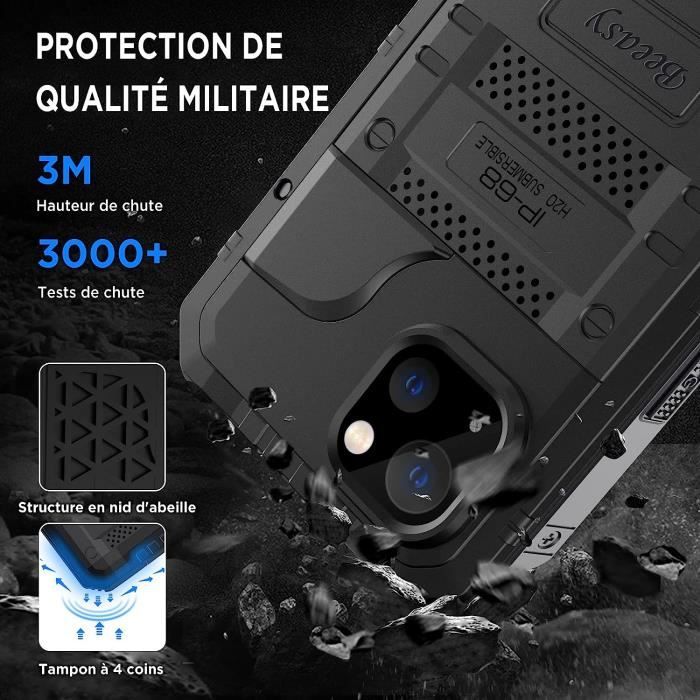 Beeasy Coque iPhone 13 Mini Étanche, IP68 Imperméable Antichoc 360  Protection Intégrale Etui avec Protecteur d'Écran, Waterproof Antipoussière