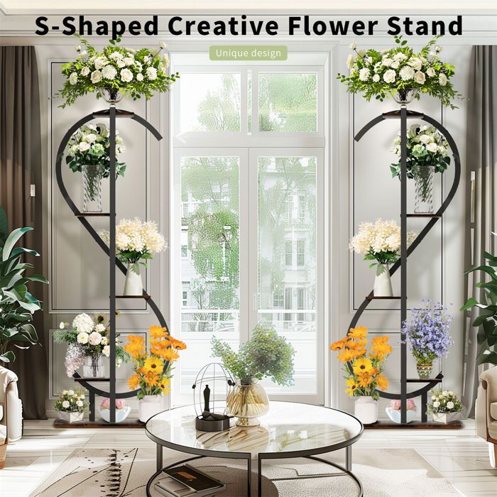 VINGVO Etagère à Fleurs en Bois 60cm pour Balcon Jardin Stand Plantes