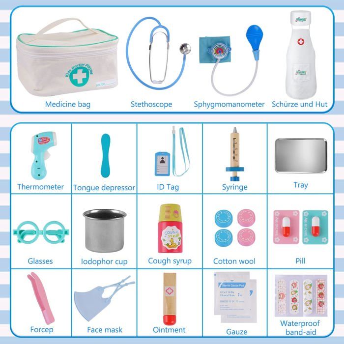 LUFEIS 28 Pièces Malette Docteur Enfant, Docteur Enfant Jouet, Kit LUFEIS 28 Pièces Malette Docteur Enfant, Docteur Enfant Jouet, Kit