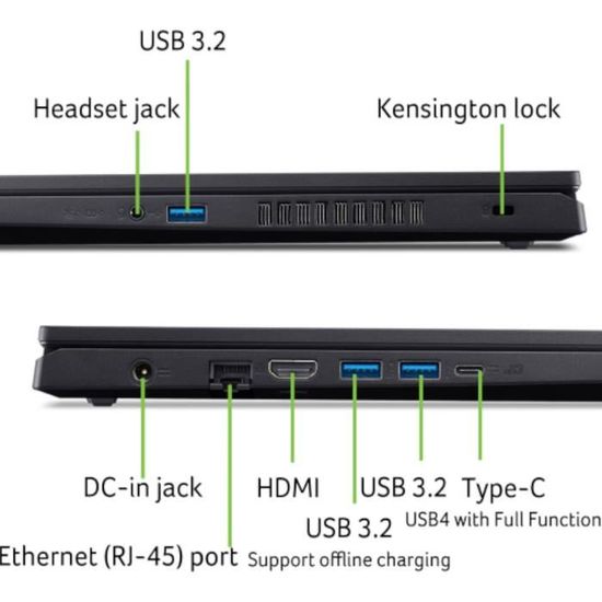 PC Portable Gamer -ACER -Nitro V 15 ANV15-41-R85W -15,6" FHD 144Hz IPS -Ryzen 5 7535HS -RAM 16Go -512Go SSD -RTX 4050 -Sans windows-7