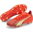 Chaussures football - Homme - PUMA - ULTRA MATCH - Rouge corail et jaune - Crampons moulés-0