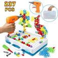  237 Pièces Mosaique Enfant Puzzle 3D Jeu Construction Jouet Montessori Perceuse Électronique Créatif Jouet Jeux Éducatifs-0