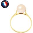 PERLINEA - Bague Véritable Perle de Culture d'Eau Douce Ronde 7-8 mm - Colori Rose Naturel - Or Jaune - Bijou Femme-0